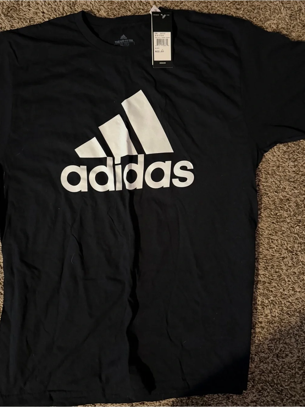 adidas Black T-Shirt with White Logo Graphic
